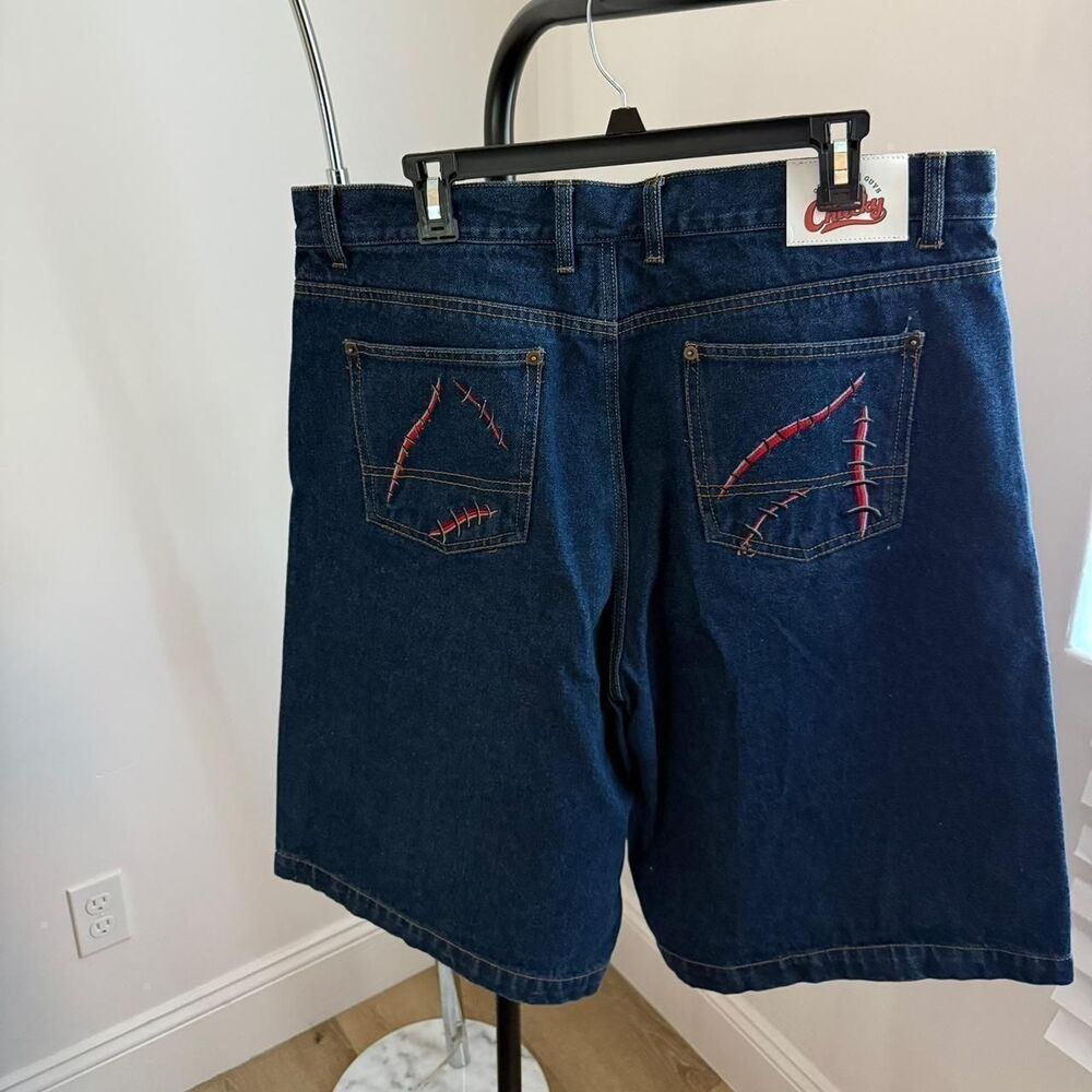 Unbranded Men's Blue and Navy Shorts - Picture 2 of 2